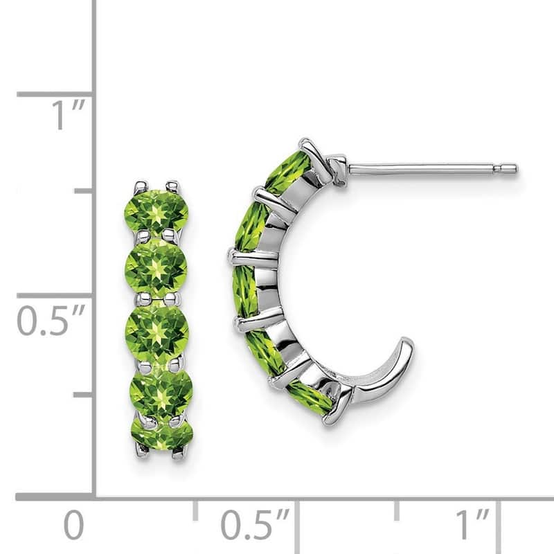 Curata 925 Sterling Silver Peridot J hoop Earrings 19x5mm