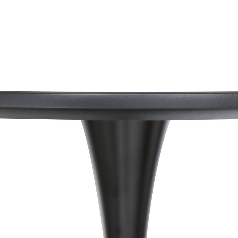 5-Piece Dining Set with 35-Inch Round Dining Table and 4 Side Chairs in Black Stainless Steel