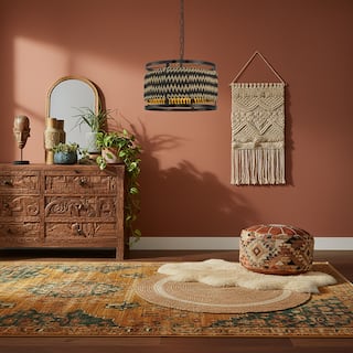 Inca 3-Light Rattan Hemp Drum Pendant, Scandi Coastal Boho - Handwoven - 18" Wide