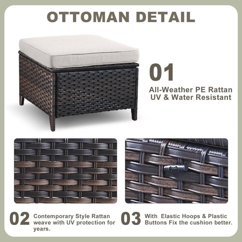 Outdoor 3-Seat Sofa with Ottomans