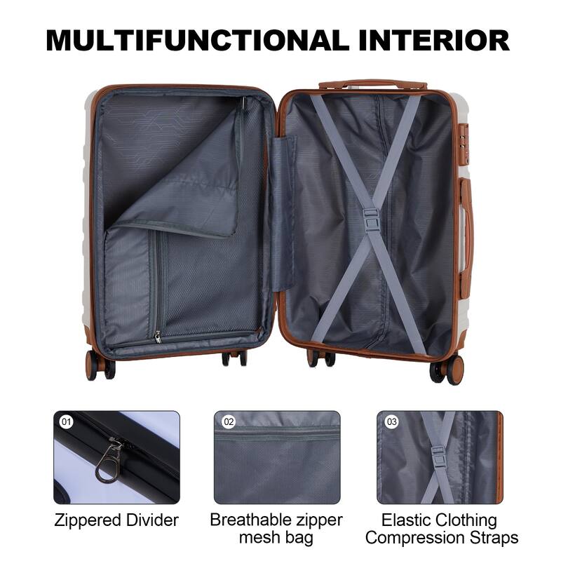 luggage sets 3 piece,carry-on luggage with wheels,check in luggage,28/24/20 inch luggage,tsa approved lock,hardshell suitcase - Purple