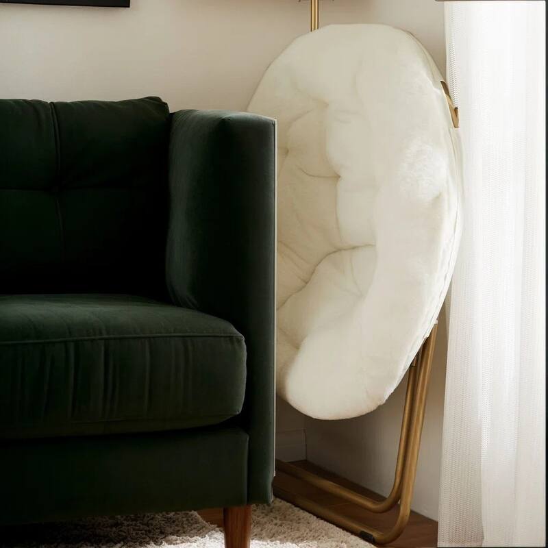 Faux Fur Folding Saucer Chair, Comfy Lounge Chairs for Bedroom Living Room Flexible Folding Seating