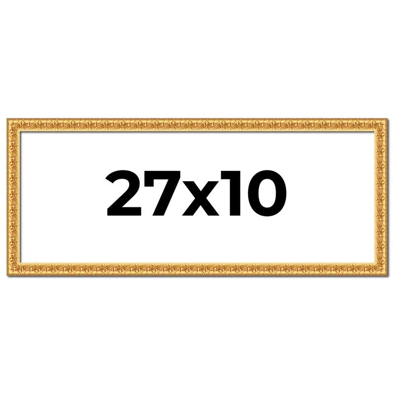 27x10 Frame Gold Real Wood Picture Frame Width 1 inches | Interior