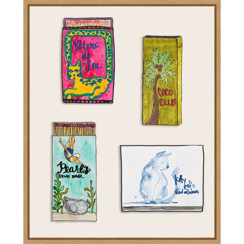 Pearl Divers Matchbooks by Nola James Framed Canvas Wall Art Print