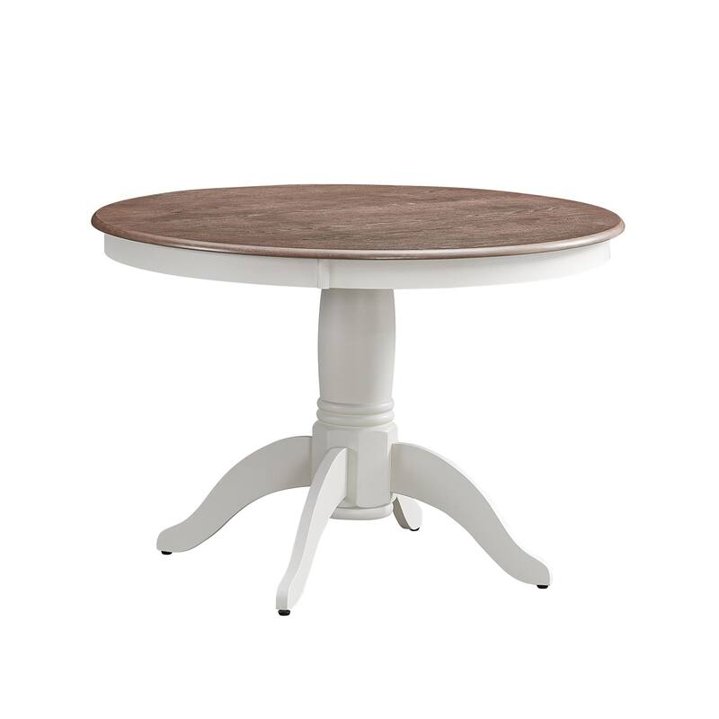 (1 Table with 4 Chairs)Wooden Dining Table Set for 4 Persons, Modern Design Round Kitchen Table with Curved Trestle Legs