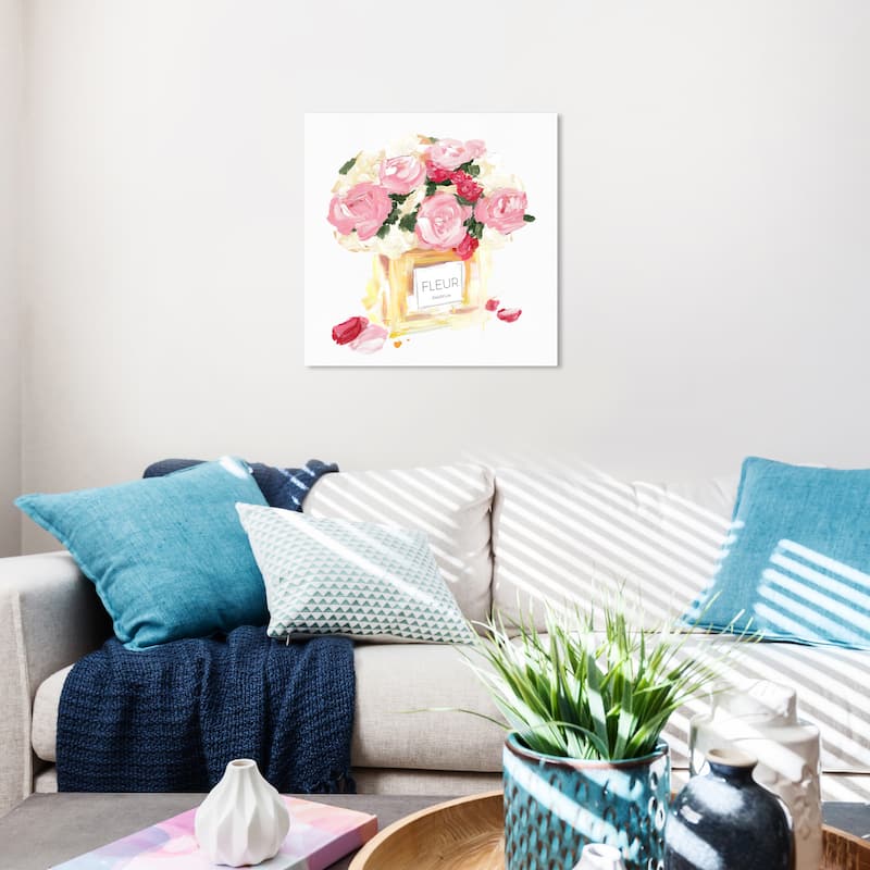 Wynwood Studio Canvas Fashion and Glam Pastel Fleur Perfume Pink and Pastel Pink Glam Wall Art Canvas Print - 20 x 20