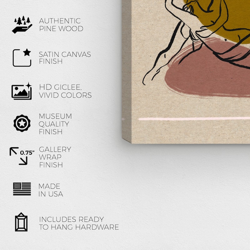 Wynwood Studio Canvas Abstract Cupid and Psyche Brown and Modern & Contemporary Wall Art Canvas Print