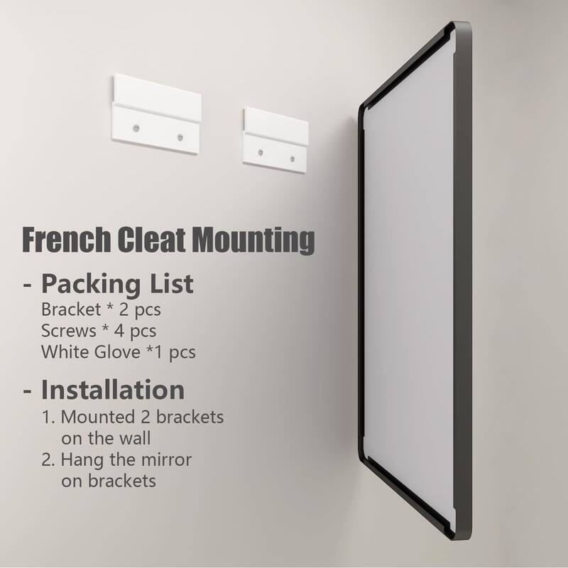24x36 Inch Black Aluminium Frame Bathroom Mirror, for Living Room Bedroom Cloakroom