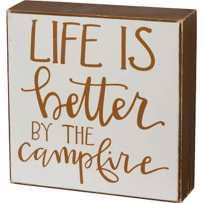 Life is Better By the Campfire Block Sign Wood - Multi