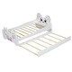 preview thumbnail 7 of 5, Twin Size Platform Bed with Trundle Bed & Cartoon Headboard, White