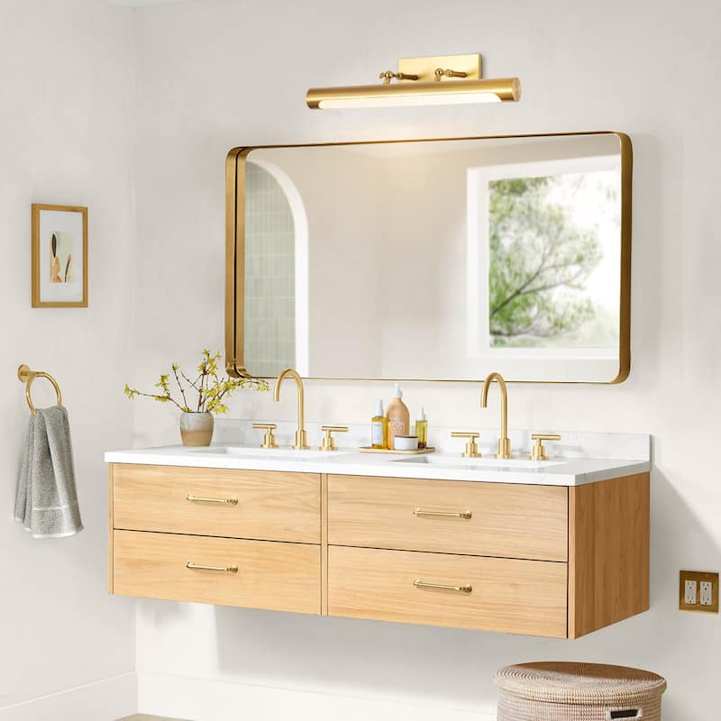 23.6" 1-Light Modern Gold/Black Adjustable Cylinder Wall Mounted LED Picture Light/Vanity Light for Bathroom, Bedroom