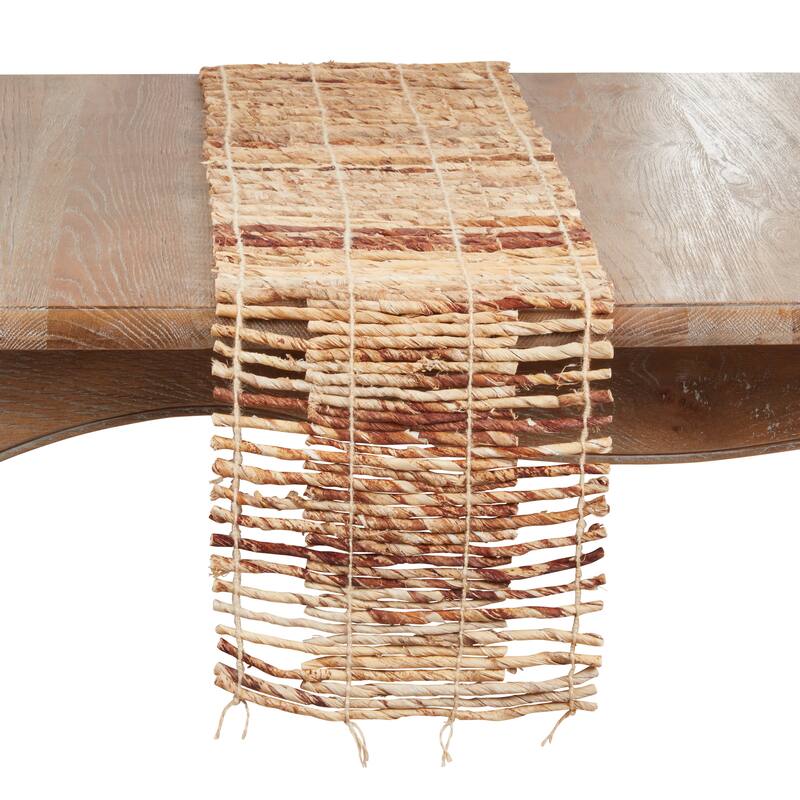 Handwoven Table Runner - Natural Textured Decorative Runner for Dining Table, Console, or Buffet, 12"x72" - Wheat