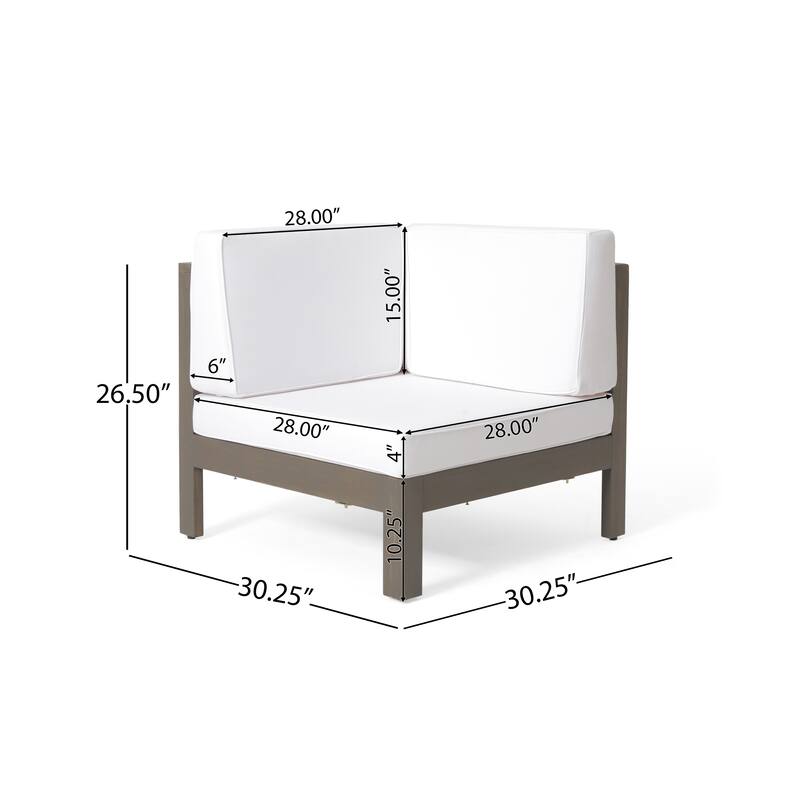 Culatra Outdoor Acacia Wood 5 Seater Sectional Sofa Set with Fire Pit by Christopher Knight Home