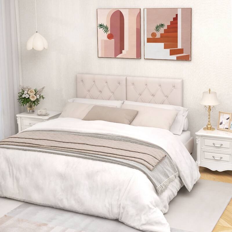 Gymax Upholstered Headboard for Twin Size Bed w/ Fabric Upholstery
