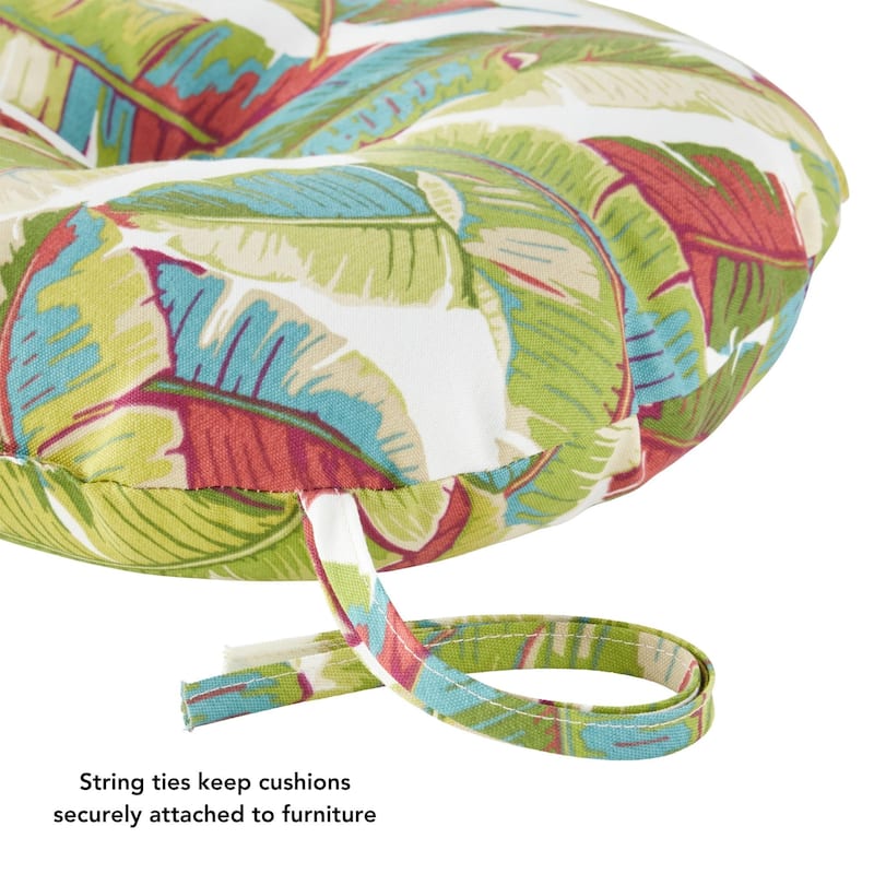 Palm Leaves Multi 15-inch Round Outdoor Bistro Chair Cushion (Set of 4)