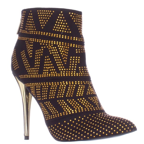 TS35 Alejandra Mini Studded Pointed Toe Dress Boots, Black