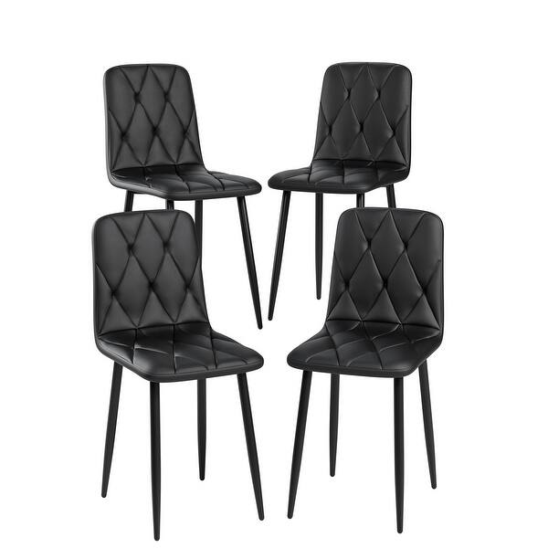 Set of 4 Faux Leather Upholstered Dining Chairs with Metal Legs - Bed ...