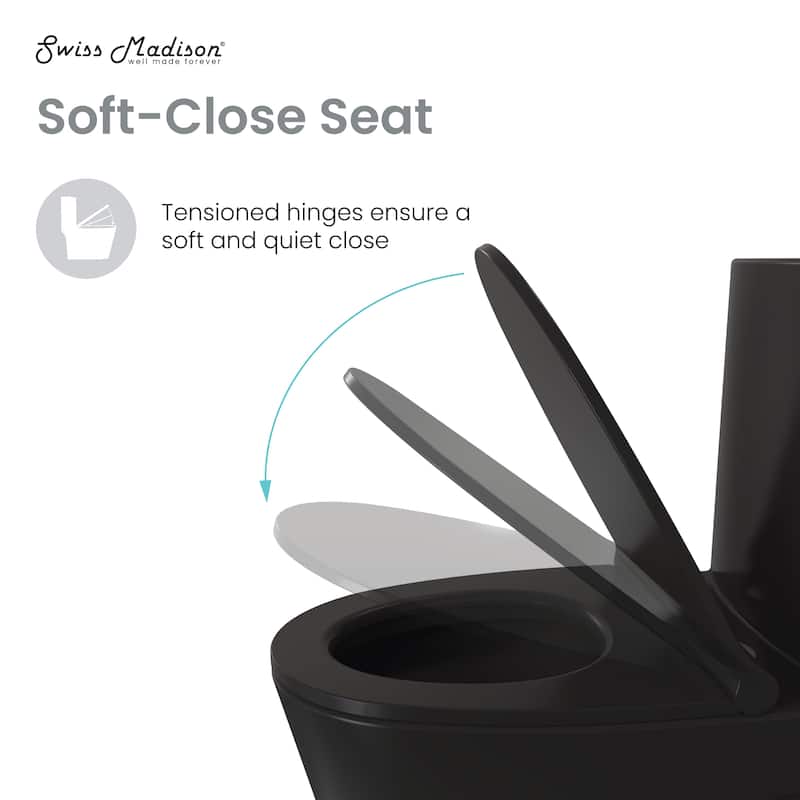 Trocadero One-Piece Elongated Toilet Dual-Flush, Matte Black 1.1/1.6 Gpf - 27.55" x 14.55" 30.3"