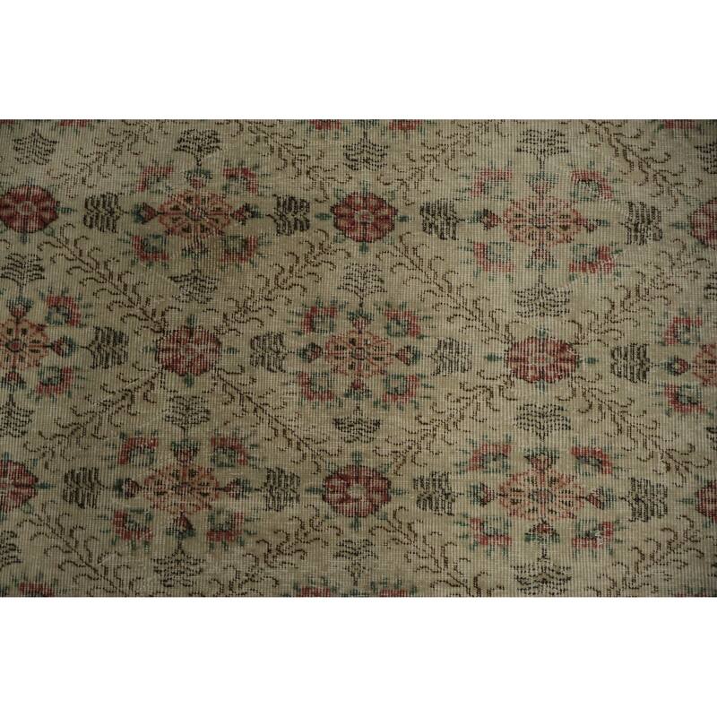 Hand Knotted Oriental 100% Wool Carpet Transitional All-Over Beige & Ivories Anatolian Area Rug - 9' 7'' X 5' 7''