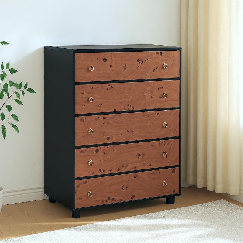 46" Tall 5-Drawer Chest, TV Stand & Organizer - Natural Oak