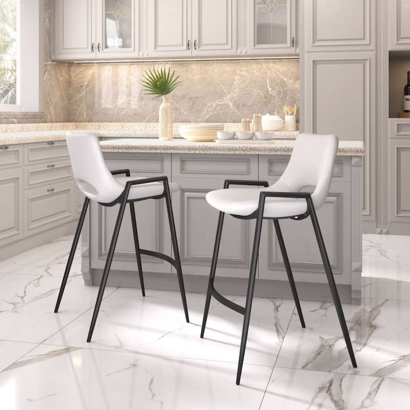Desi Counter Stool (Set of 2) - 20.3" W x 20.7" D x 35.6" H - White, Black