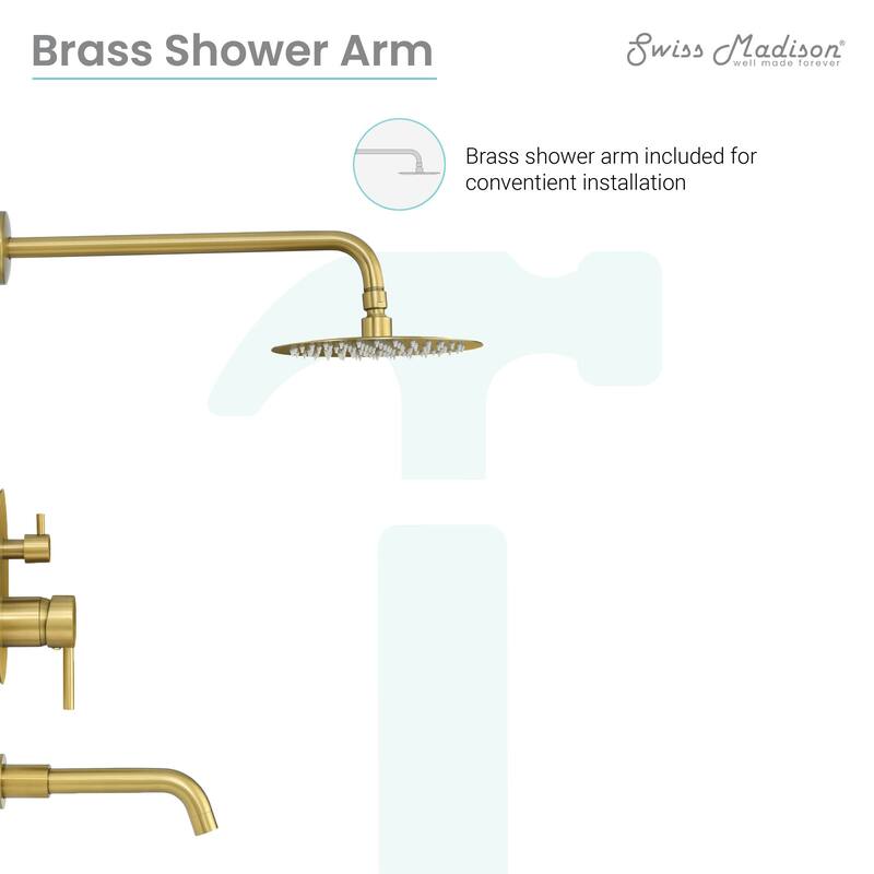 Ivy Single-Handle 1-Spray Tub And Shower Faucet In Brushed Gold (Valve Included) - 17.5" x 11.88" x 5.88"