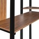 preview thumbnail 7 of 18, Black Twin Size Metal Loft Bed with Ladder, Fence, 2 Shelves and Desk for Bedroom