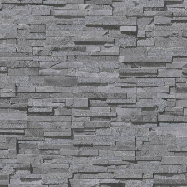 slide 2 of 14, Galerie Wallcoverings Bricks and More Collection Granite Stone Effect Matte Finish Vinyl on Non-woven Wallpaper Roll 33-feet long x 21-inches wide - Dark Grey