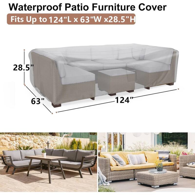 Outdoor Furniture Cover Waterproof Large Seating Protection - 126"x63"x29"