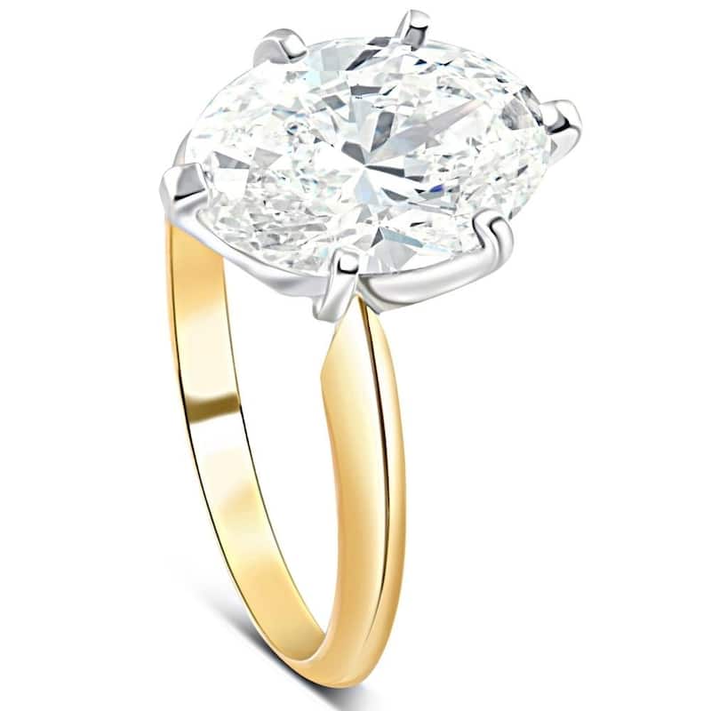 3Ct Oval Certified Diamond Gold Solitaire Engagement Ring Lab Grown