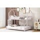 preview thumbnail 7 of 14, Pink Metal House Bunk Bed with Roof, Ladder, and Fence for Kids
