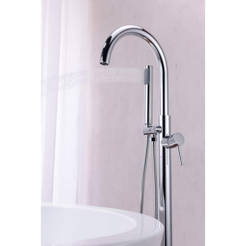 ANZZI Coral 2-Handle Freestanding Claw Foot Tub Faucet with Hand Shower in Matte Black