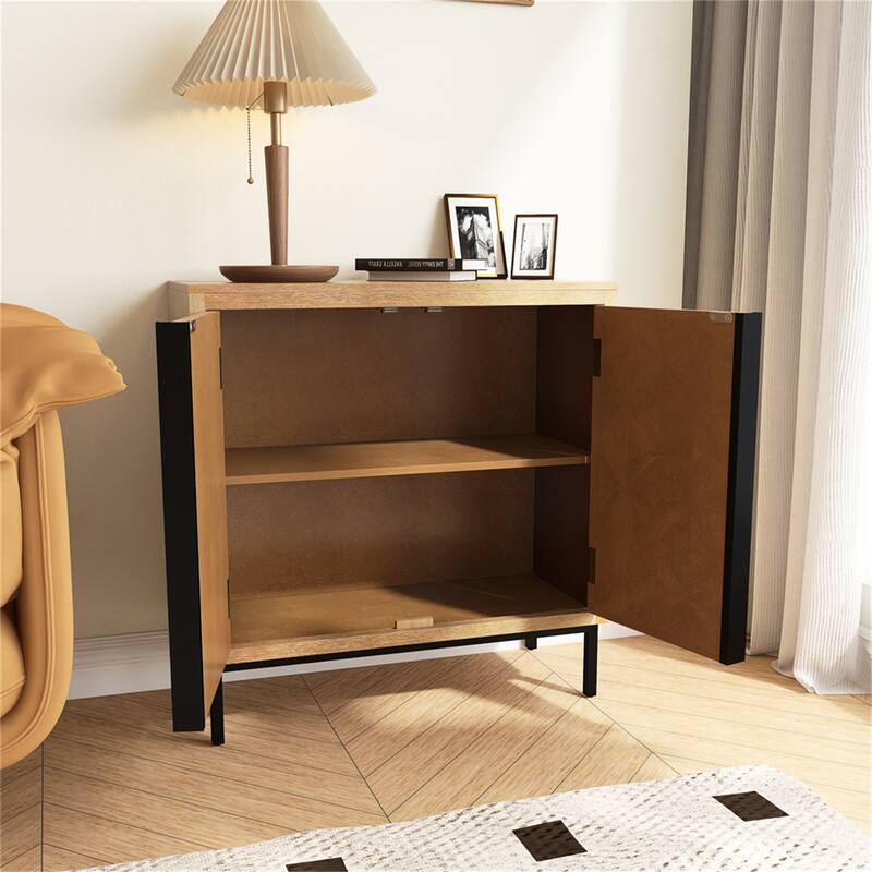 Traditional Craftsmanship Hand-Carved 2-Doors Accent Cabinet