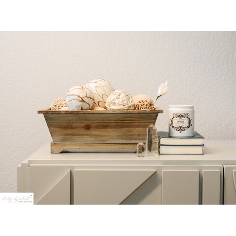 Rustic Wood/Hard Liner 2-piece Rectangular Planter Set