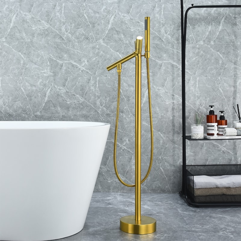 Altair Brulon Double Knob Handle Freestanding Floor Mounted Tub Filler with Handshower