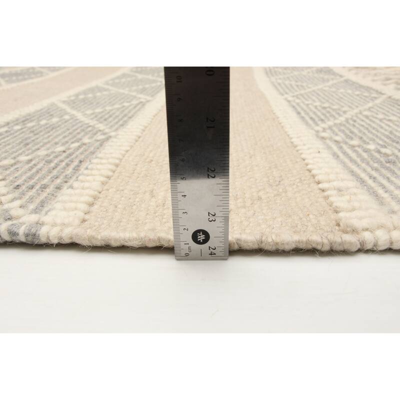 ECARPETGALLERY Braid weave Sienna Beige Wool Rug - 5'3 x 8'0