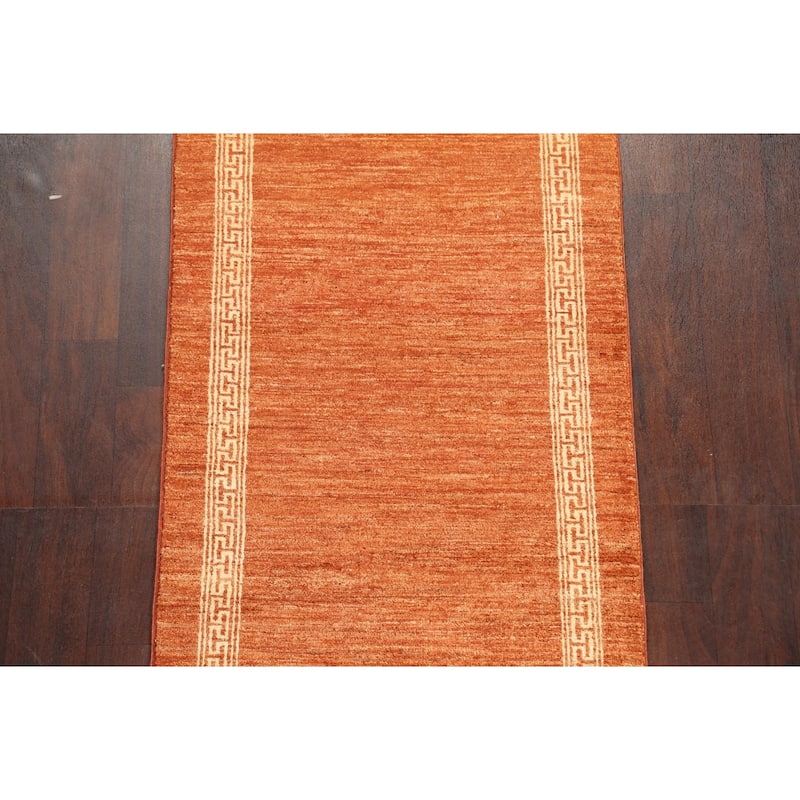 Orange Gabbeh Kashkoli Runner Rug Wool Hand-knotted Oriental Carpet - 2'7" x 9'3"
