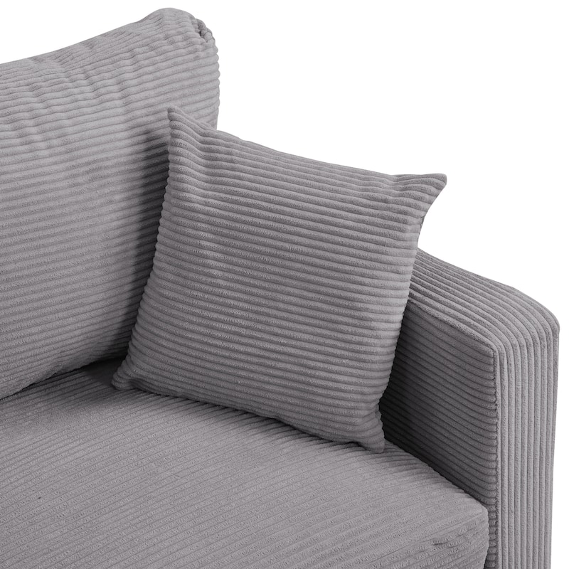 5-Seat Corduroy Sofa Set (3-Seater + 2-Seater) with High-Density Sponge Cushions & Sturdy Hardwood Frame