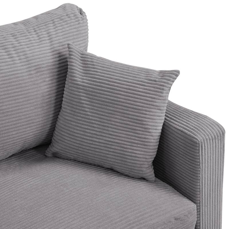 57" High Resilience 2-Seat Light Gray Corduroy Loveseat Sofa for Small Spaces
