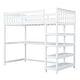 preview thumbnail 51 of 82, Space-Saving Loft Bed with Storage Shelves and Desk, Solid Wood Loft Bed Frame with Ladder and Guardrail for Kids Teens Adults
