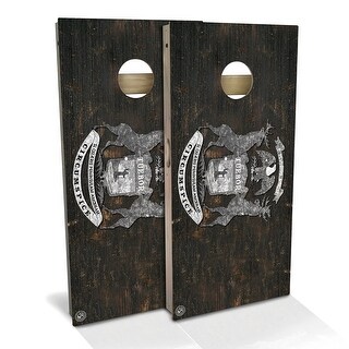 Michigan Flag Rustic Outdoor Cornhole Board Set
