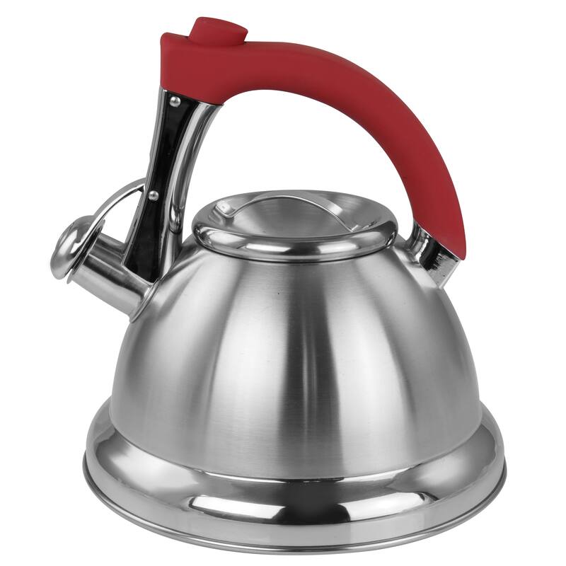 1.8 quart Stainless Steel Ergonomic Handle Wide Base Whistling Tea Kettle