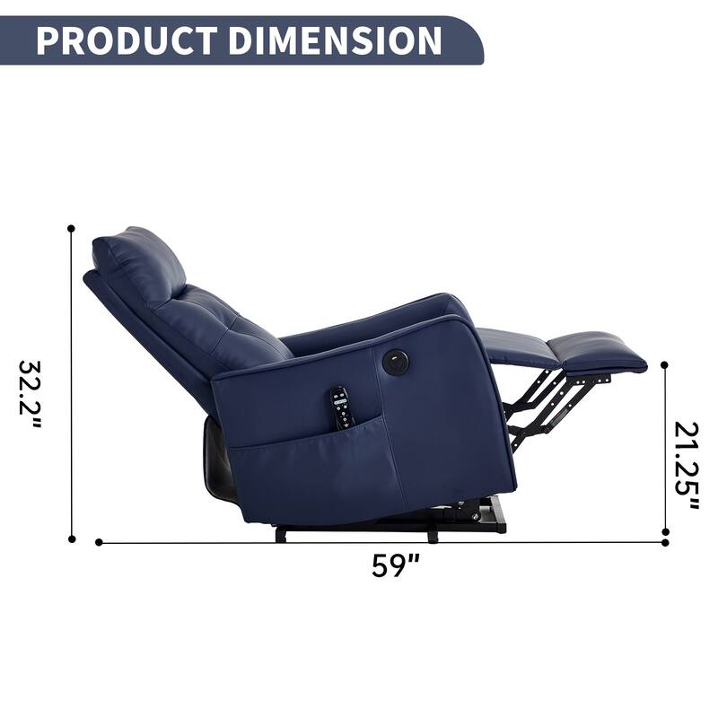 Power Lift Recliner Chair with Massage & Heat, PU Leather Single Motor Heavy Duty Recliner Chair, Lounge Chair with USB Port
