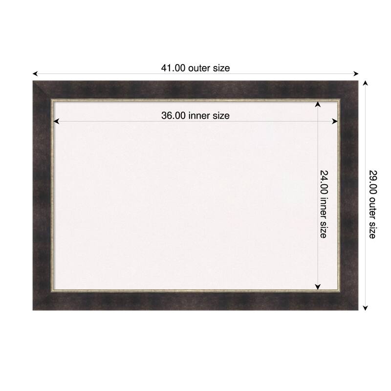 Odin Antique Bronze Wood Framed Cork Board - Bulletin Board, Organization Board, Pin Board - White - 41 x 29 in