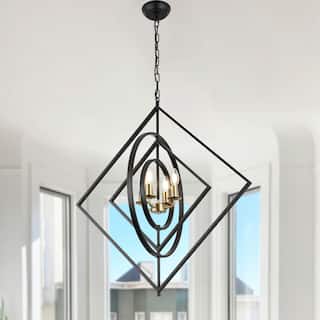 Bella Depot 4-Light Black Industrial Metal Pendant Light Modern Versatile and Stylish Chandelier - 30" x 32"