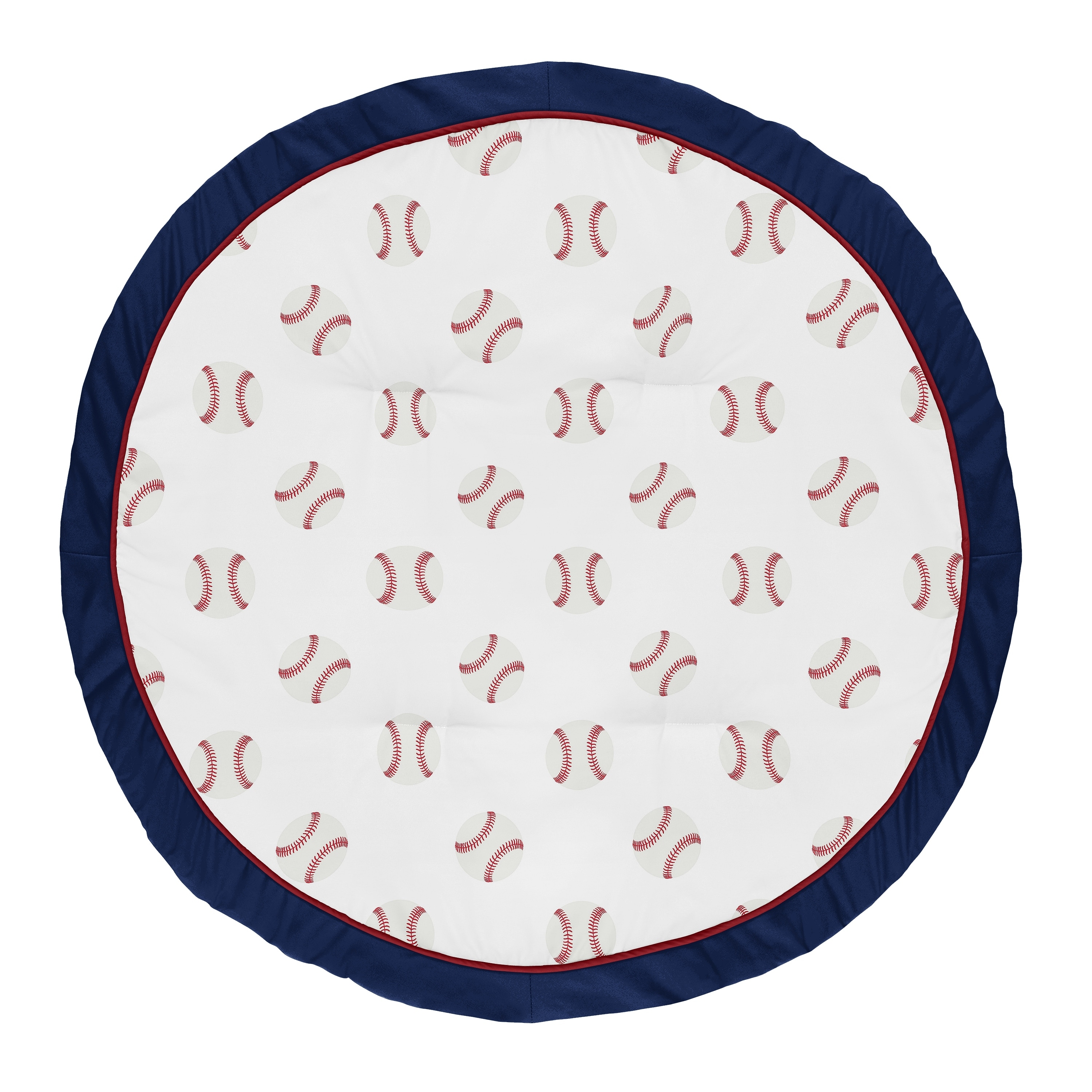Sweet Jojo Designs Red, White and Blue Baseball Patch Sports Collection Baby Tummy Time Playmat - Red, White, Navy Blue and Grey