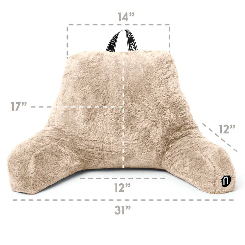 Emperyan Fur Reading Pillows for Sitting in Bed Adult & Kids, Sit Up Back Support Pillow for Bed Rest