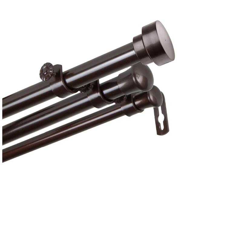 InStyleDesign Bowler Triple Curtain Rod 13/16 inch dia. - 66 to 120 inches - Cocoa