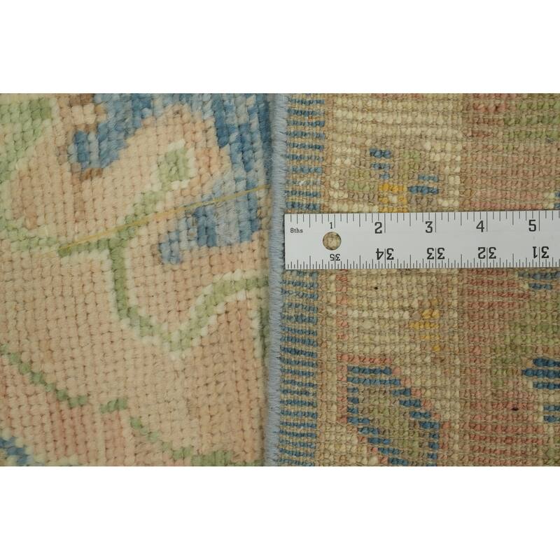 Vegetable Dye Wool Oushak Turkish Area Rug, Medallion Geometric Carpet - 13' 4'' X 9' 10''