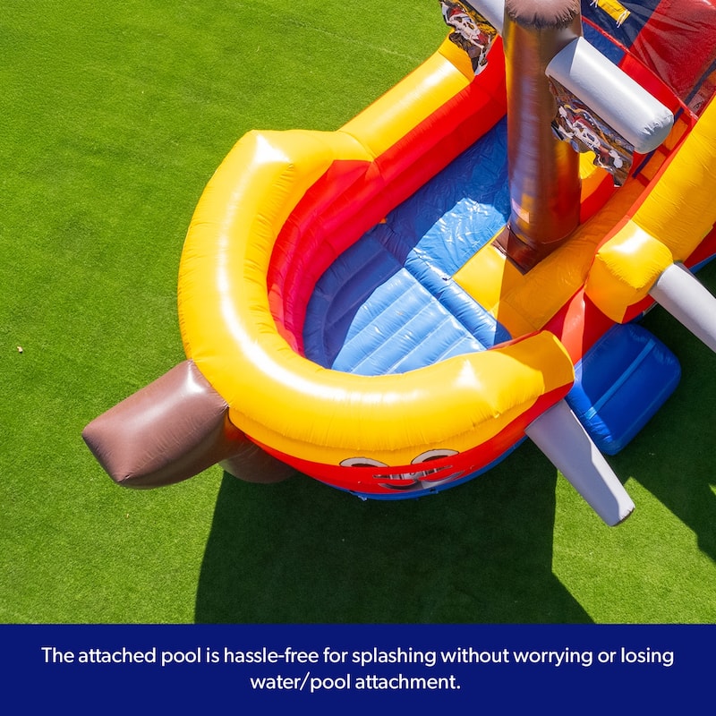 HeroKiddo Pirate Ship Commercial Grade Inflatable Slide Bouncer with Air Blower, Rental Grade PVC Vinyl, Outdoor Play